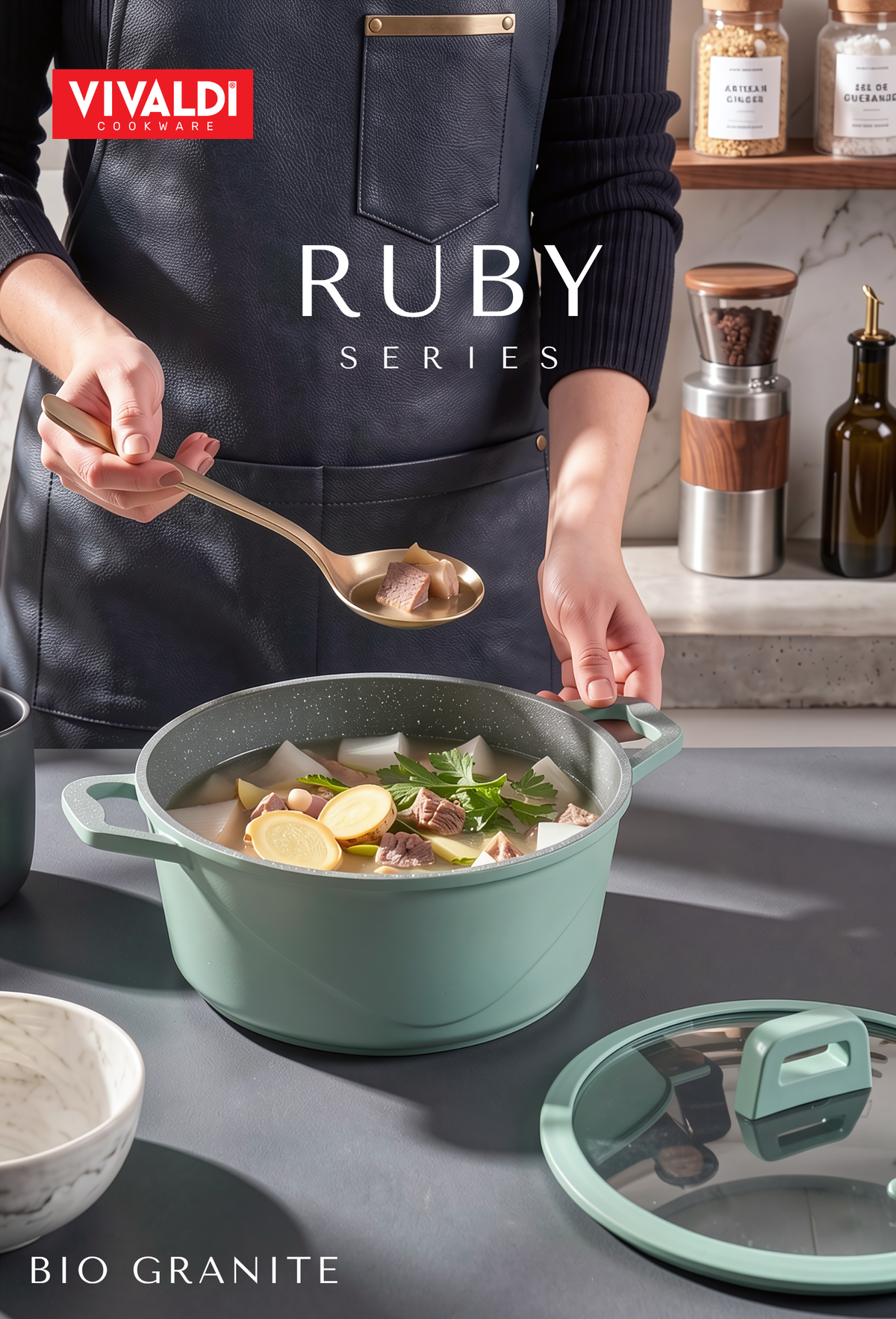 RUBY 12-PIECE DIE-CAST GRANITE COOKWARE SET