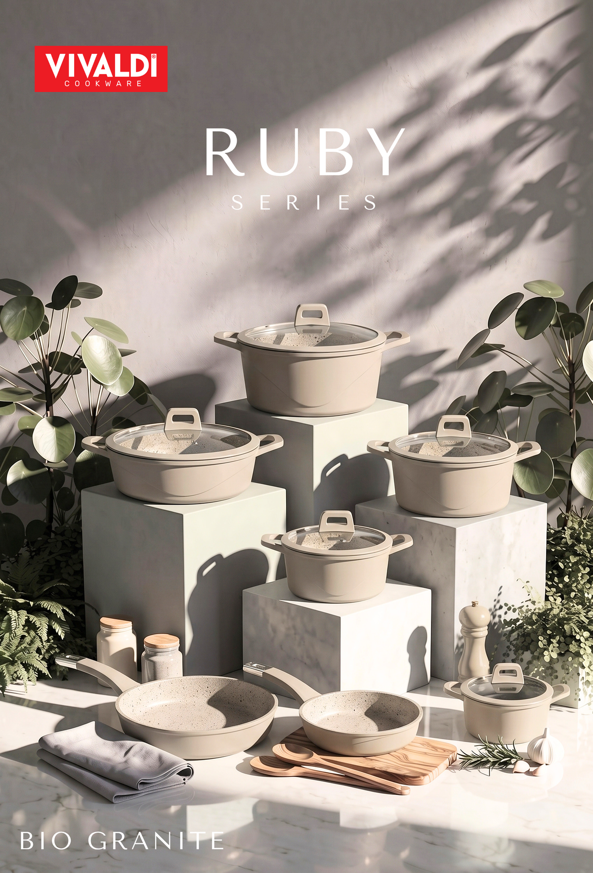 RUBY 12-PIECE DIE-CAST GRANITE COOKWARE SET