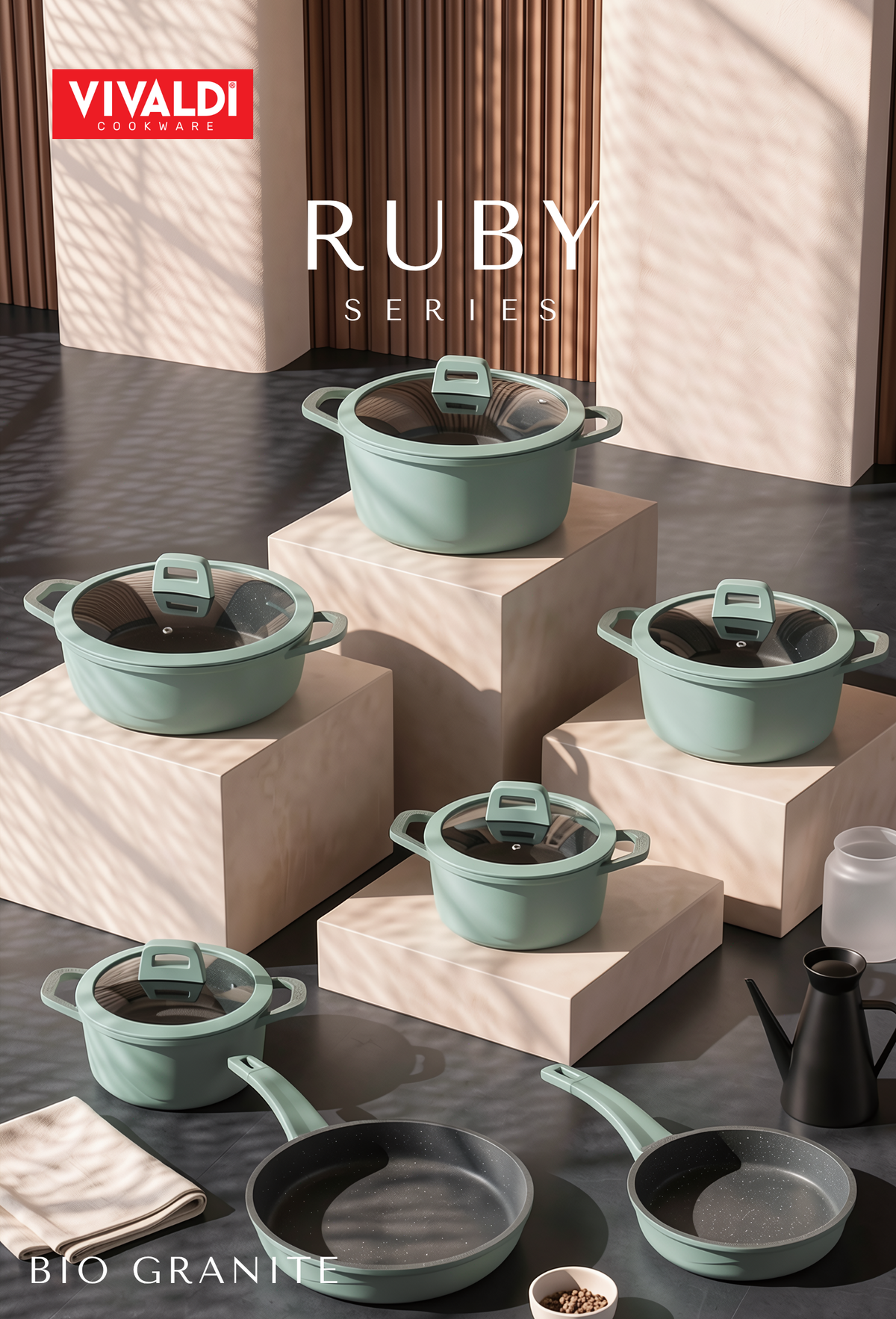 RUBY 12-PIECE DIE-CAST GRANITE COOKWARE SET