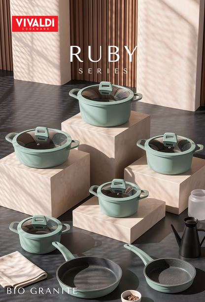 RUBY 12-PIECE DIE-CAST GRANITE COOKWARE SET