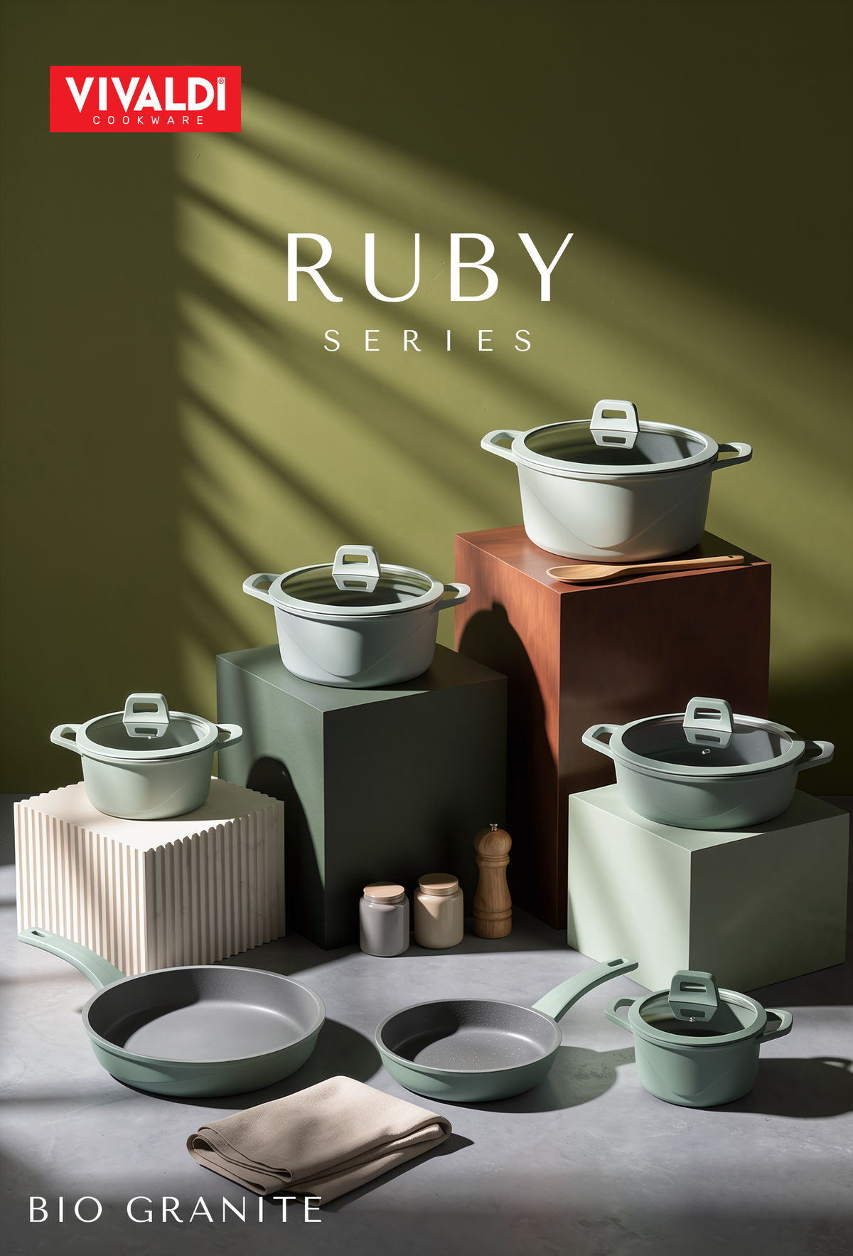 RUBY 12-PIECE DIE-CAST GRANITE COOKWARE SET