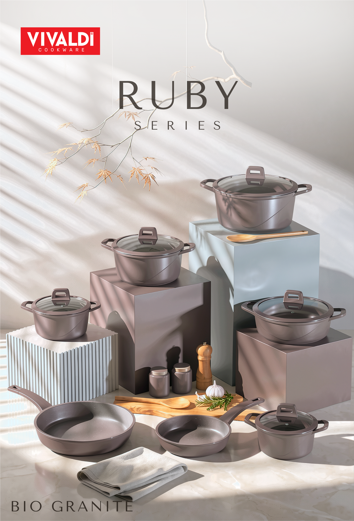 RUBY 12-PIECE DIE-CAST GRANITE COOKWARE SET
