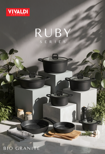 RUBY 12-PIECE DIE-CAST GRANITE COOKWARE SET