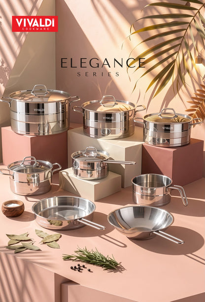 ELEGANCE 13-PIECE STAINLESS STEEL COOKWARE SET - COPPER HANDELS