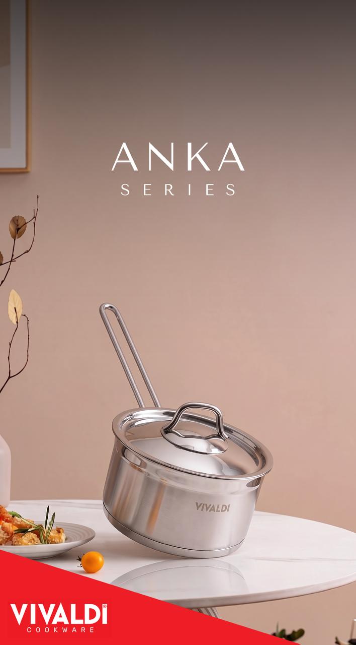ANKA 22-PIECE STAINLESS STEEL COOKWARE SET - STAINLESS STEEL HANDLES