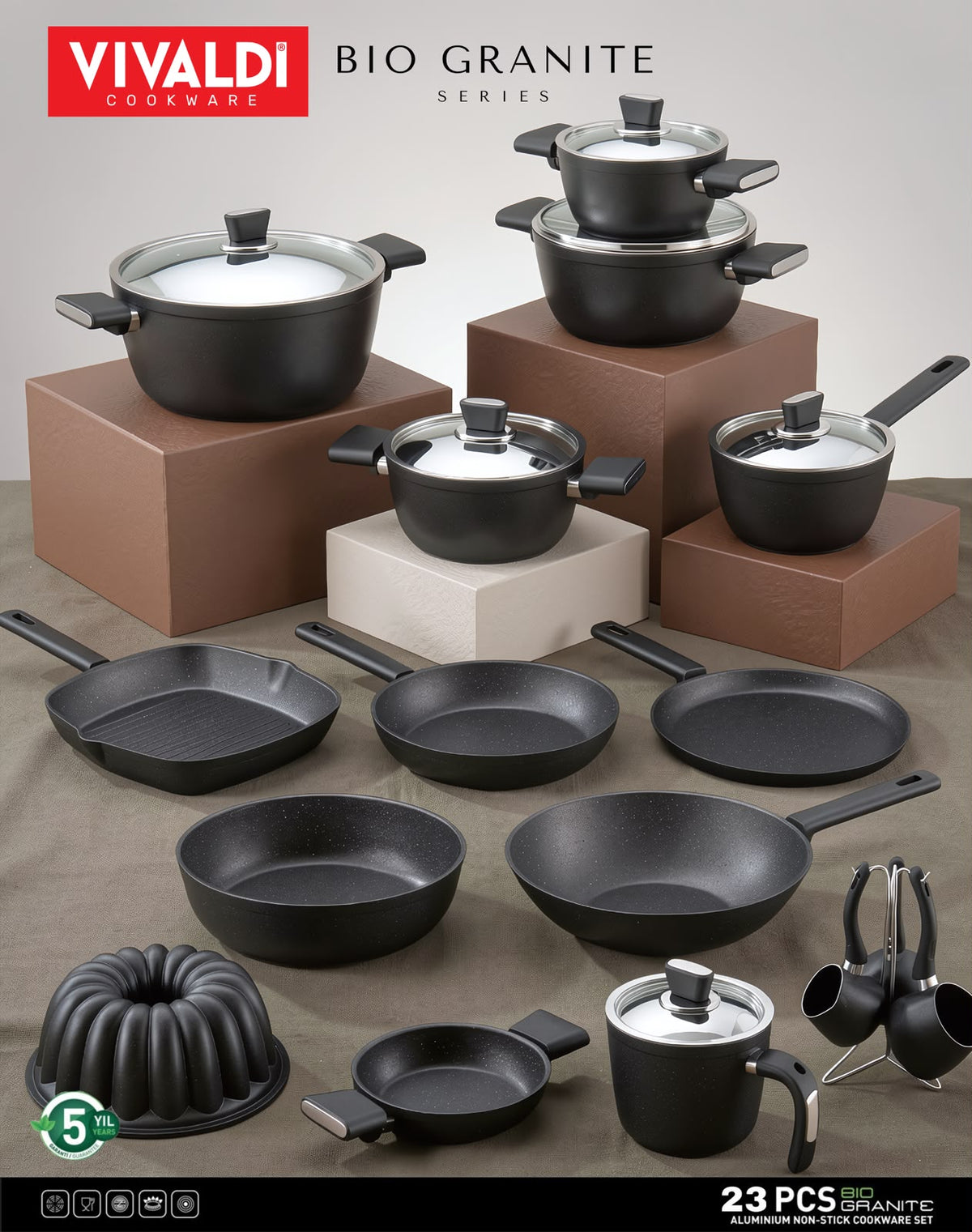 BIO GRANITE 23-PIECE COOKWARE SET