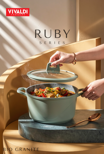 RUBY 12-PIECE DIE-CAST GRANITE COOKWARE SET