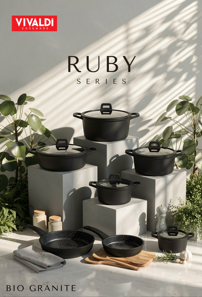 RUBY 12-PIECE DIE-CAST GRANITE COOKWARE SET