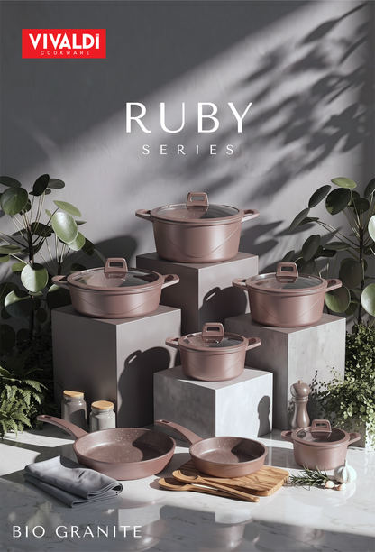 RUBY 12-PIECE DIE-CAST GRANITE COOKWARE SET