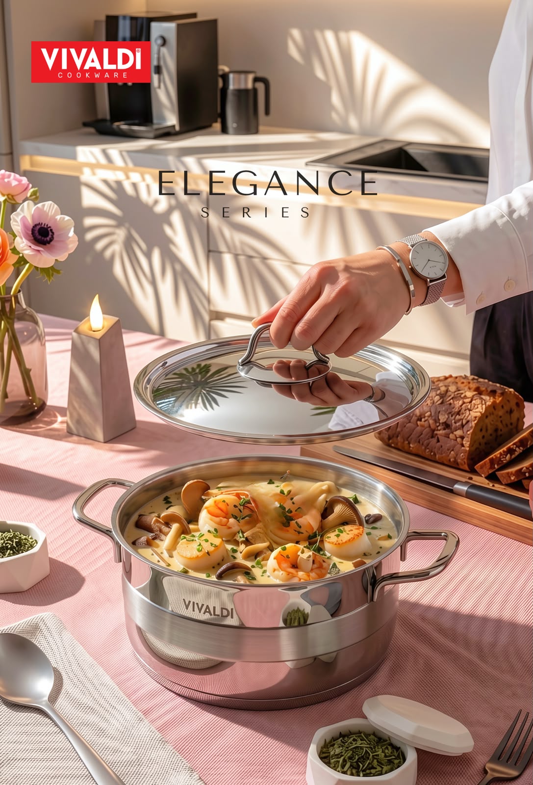ELEGANCE 13-PIECE STAINLESS STEEL COOKWARE SET - COPPER HANDELS