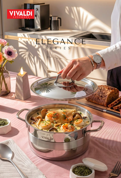 ELEGANCE 13-PIECE STAINLESS STEEL COOKWARE SET - COPPER HANDELS
