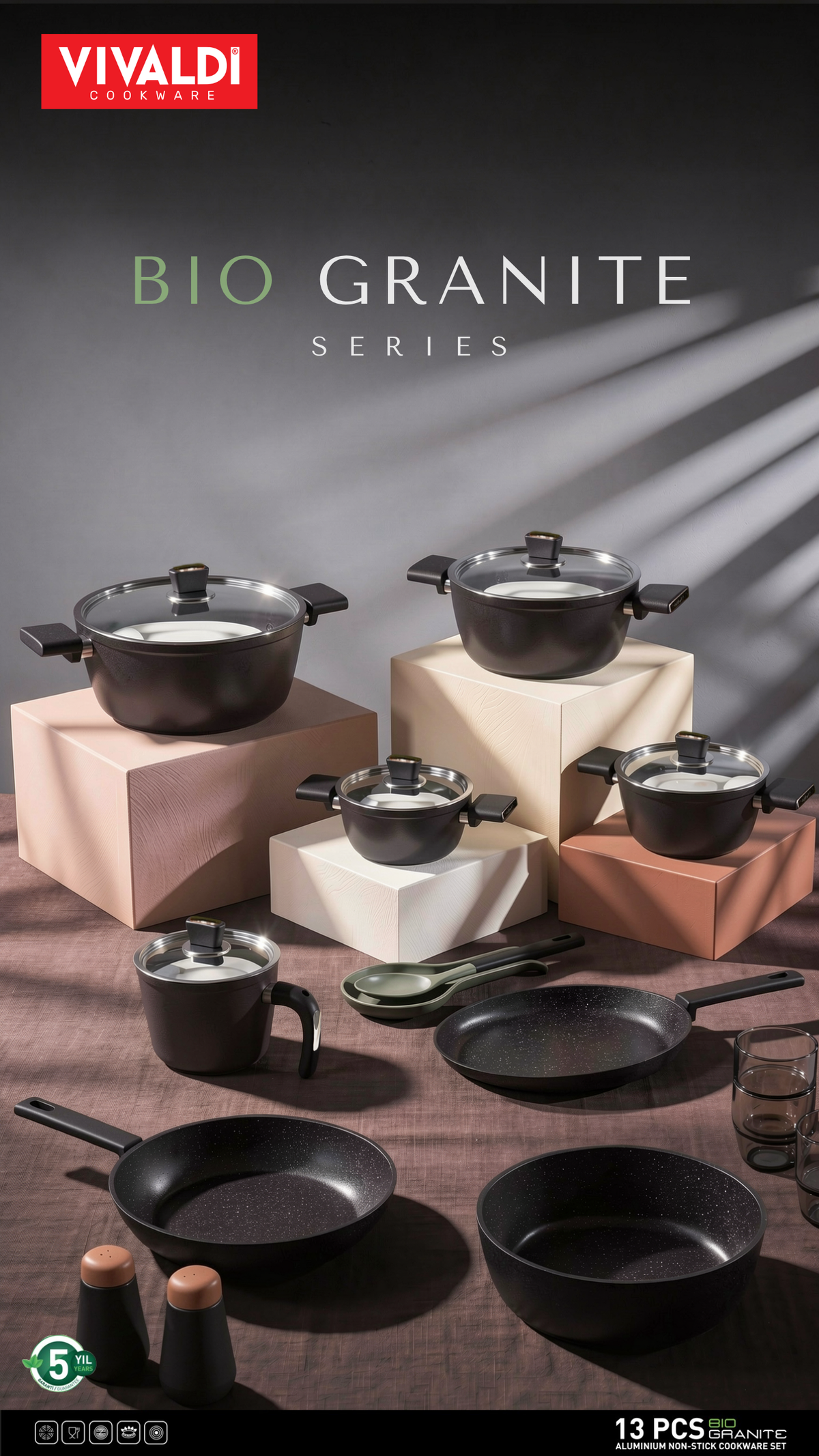BIO GRANITE 13-PIECE COOKWARE SET
