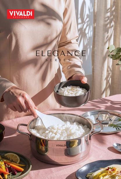 ELEGANCE 13-PIECE STAINLESS STEEL COOKWARE SET - COPPER HANDELS