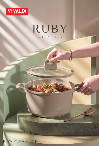 RUBY 12-PIECE DIE-CAST GRANITE COOKWARE SET