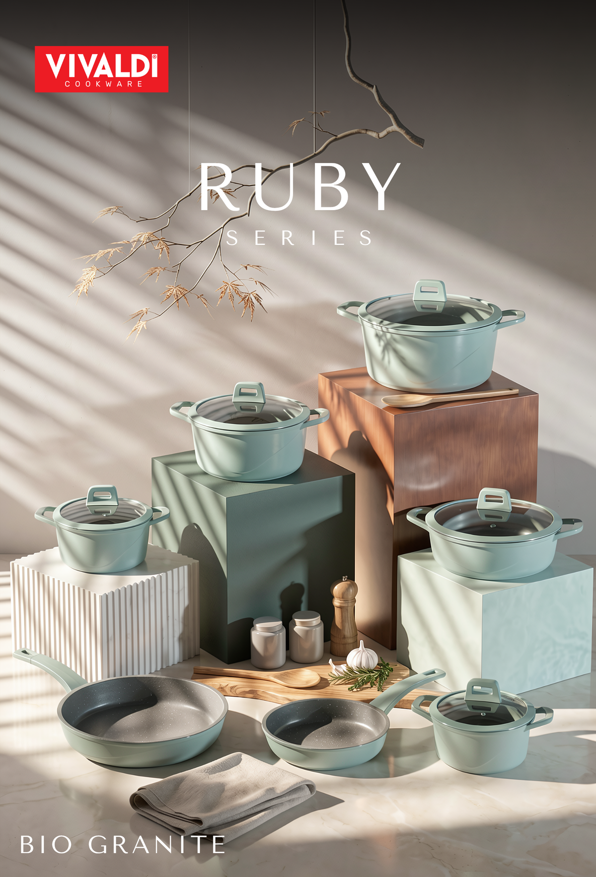 RUBY 12-PIECE DIE-CAST GRANITE COOKWARE SET
