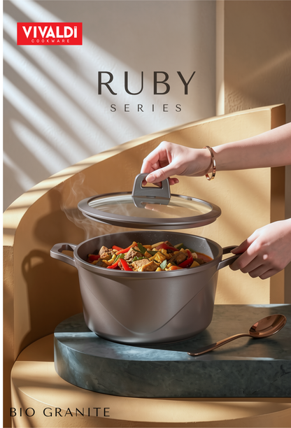 RUBY 12-PIECE DIE-CAST GRANITE COOKWARE SET
