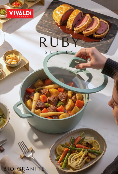 RUBY 12-PIECE DIE-CAST GRANITE COOKWARE SET