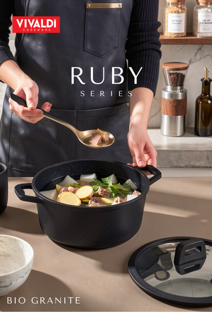 RUBY 12-PIECE DIE-CAST GRANITE COOKWARE SET