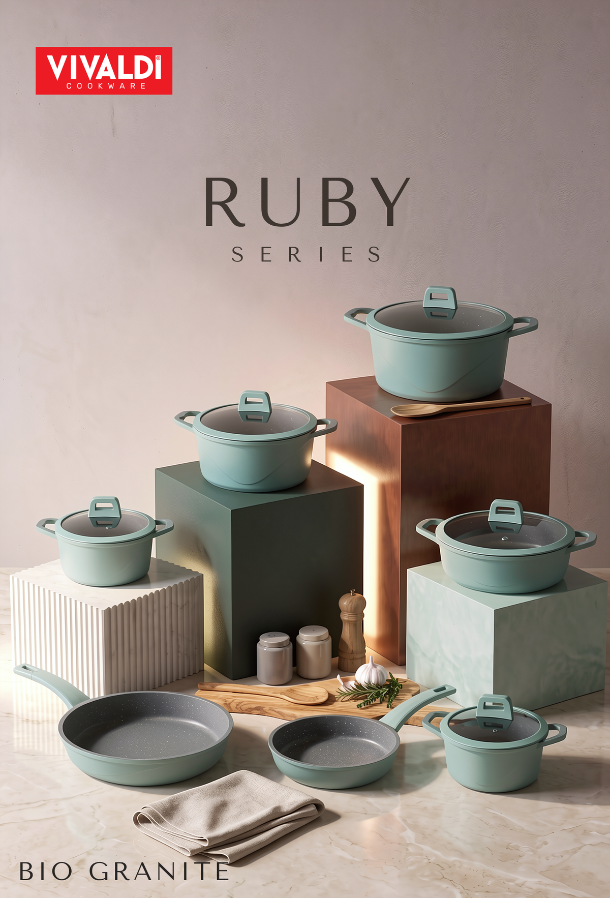 RUBY 12-PIECE DIE-CAST GRANITE COOKWARE SET