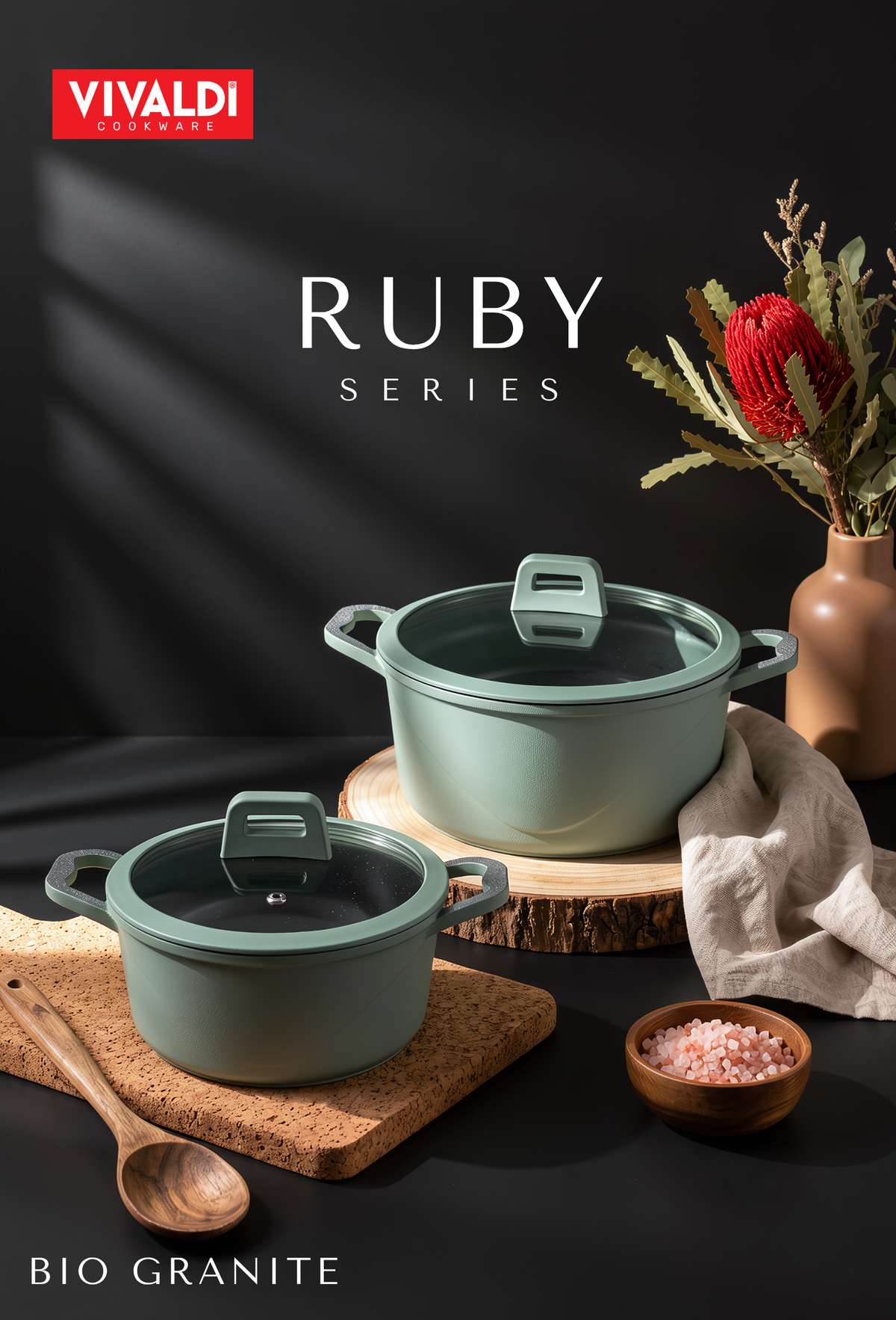 RUBY 12-PIECE DIE-CAST GRANITE COOKWARE SET