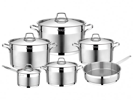 ANKA 11-PIECE STAINLESS STEEL COOKWARE SET – STAINLESS STEEL HANDLES
