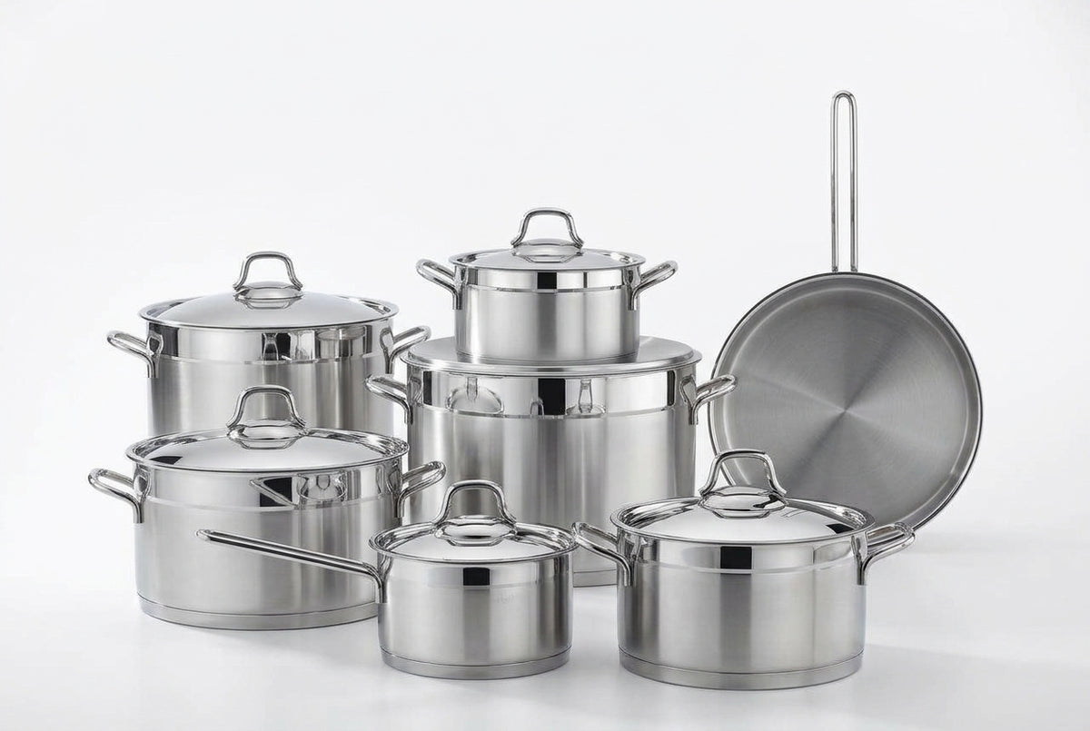 ANKA 11-PIECE STAINLESS STEEL COOKWARE SET – STAINLESS STEEL HANDLES