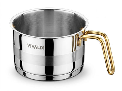 ELEGANCE 13-PIECE STAINLESS STEEL COOKWARE SET - GOLD HANDLES