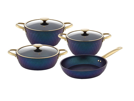 LIDYA GOLD 7-PIECE TITANIUM COOKWARE SET