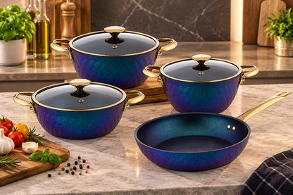 LIDYA GOLD 7-PIECE TITANIUM COOKWARE SET