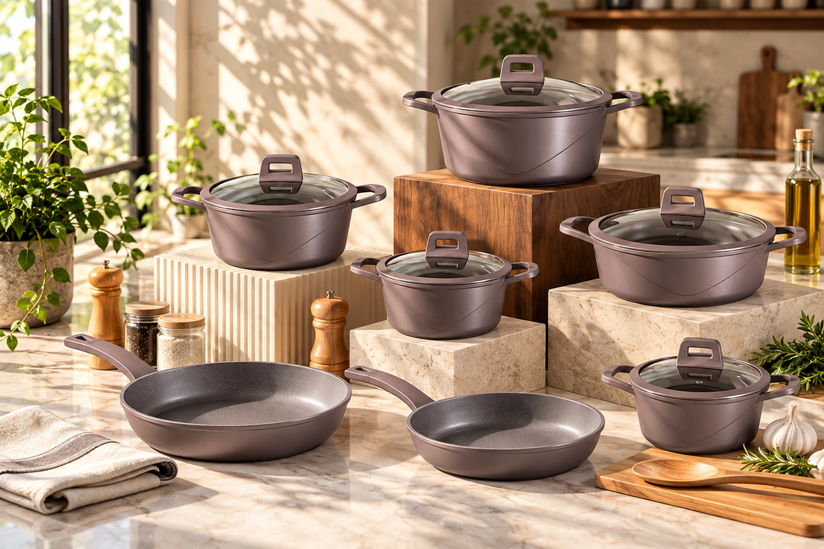 RUBY 12-PIECE DIE-CAST GRANITE COOKWARE SET
