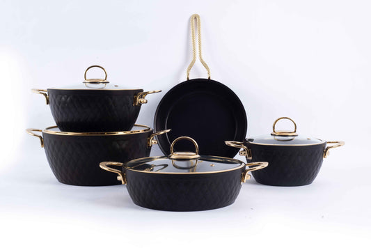 LIDYA DIAMOND 9-PIECE GRANITE COOKWARE SET