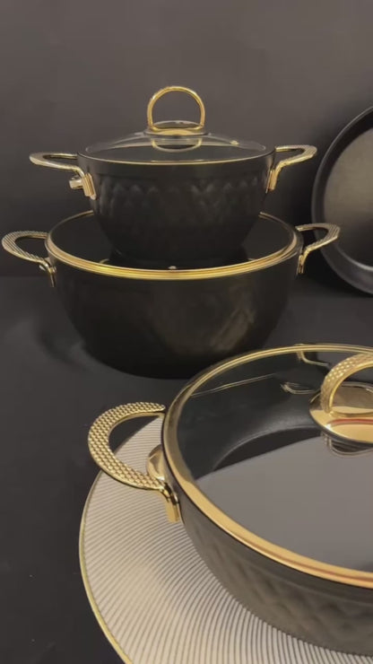 LIDYA DIAMOND 9-PIECE GRANITE COOKWARE SET